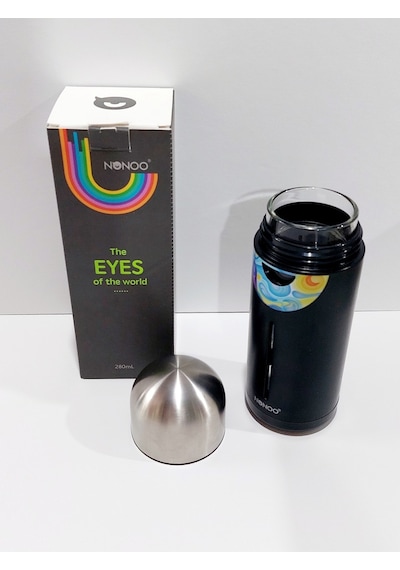 Eye Of Içi Cam Dışı Çelik Matara 280 Ml Siyah Çok Renkli
