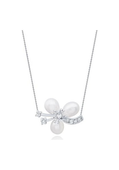 Diamond Line-Gülaylar - Beyaz Altın 14 Ayar Inci Kolye N11.24927