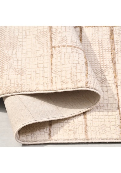Atena Modern Krem Oturma Odası Mutfak Robot Süpürge Uyumlu Kolay Temizlenebilir Polyester Halı