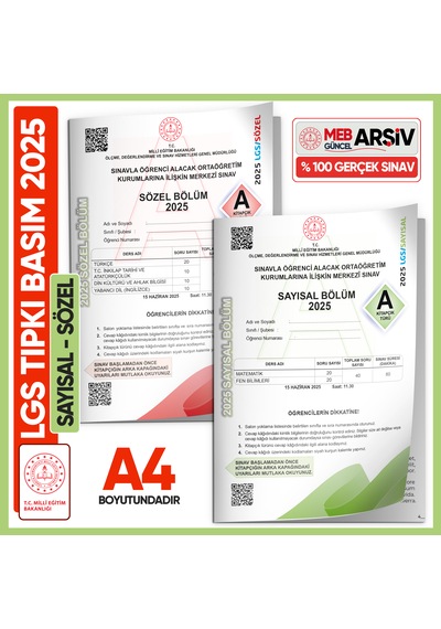 2025 Lgs Meb Birebir Tıpkı Basım Çıkmış Soru Say-söz Kitapçıkları