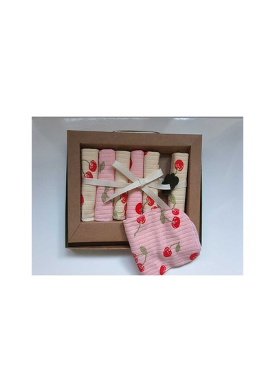 %100 Coton 7li Bebek Ağız Silme Mendili Vişne Diğer