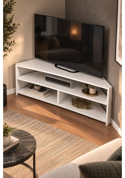 Sulorahome Beyaz Köşe Tv Ünitesi 140 Cm Sulorahome Beyaz Köşe Tv Ünitesi 140 Cm