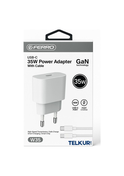 Ferro W35 Apple Uyumlu iPhone Tüm Serilere Hızlı 35w Usb-c Adaptör Başlık & Kablo