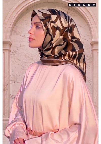 Sisley İpek Saten Eşarp-asm2035 Camel