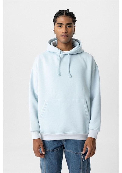 Vamos Basic Oversize Yıkamalı Hoodie Bebe Mavi