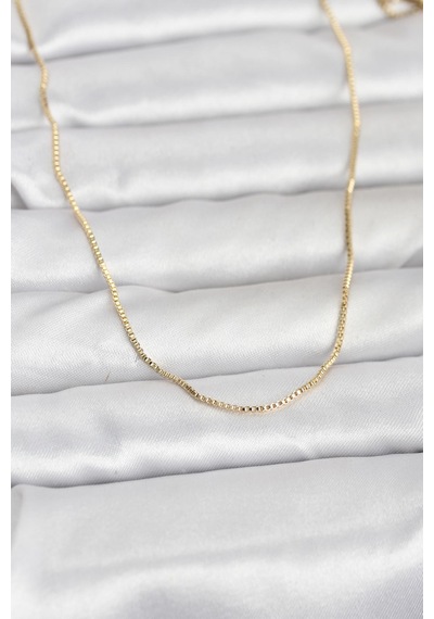 Cm 14k Gold Renk İnce Kare Zincirli Model 60 Cm Kadın Kolye Çok Renkli