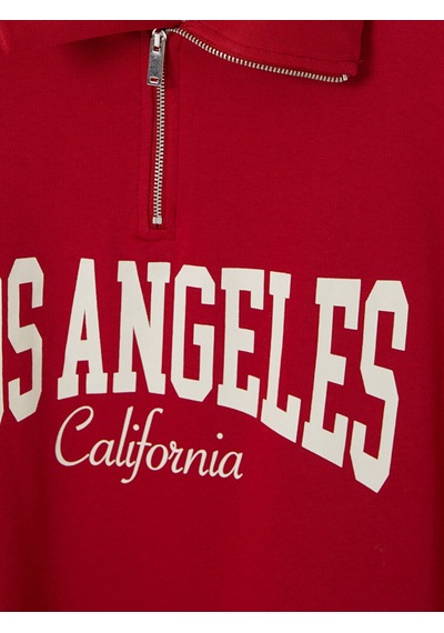 Lcw Modest Kırmızı Los Angeles Baskılı Kadın Sweatshirt Tunik