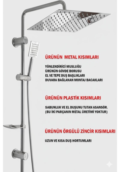 51222 Robot Duş Takımı Paslanmaz Çelik Banyo Duş Seti Siyah Krom Gold Beyaz Krom