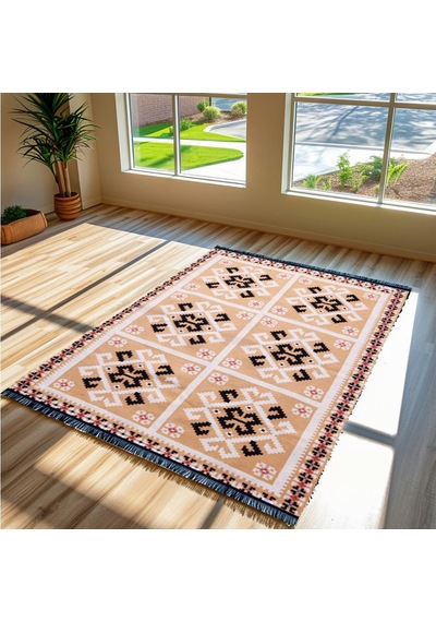 Bigghome Çift Taraflı Kilim, Makinede Yıkanabilir, Modern Desenli, 80 150 Cm, Sa25mk