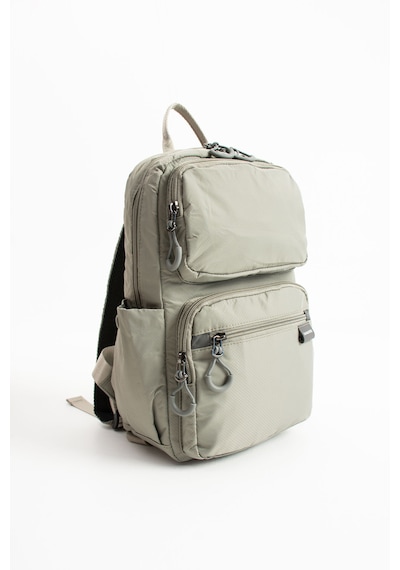 Özer-6032 Sanmorris Unisex Suya Dayanıklı Paraşüt Kumaş 5 Bölmeli Laptop Bölmeli Seyahat Ve Okul Çantası Açık Gri