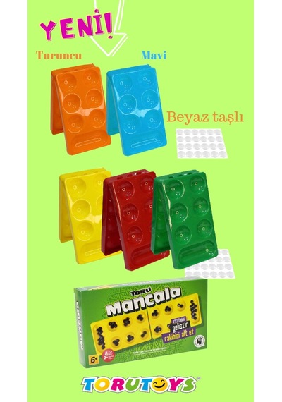 5 Adet Mangala Strateji Turnuva Zeka Oyunu Sarı ,beyaz Taşlı