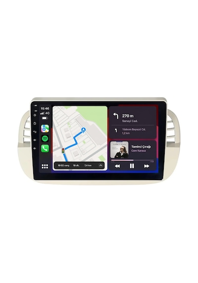 Fiat 500c Android Siyah Multimedya 2009-2015 Carplay Android Auto Navigasyon Kameralı 4gb Ram 64gb 9"