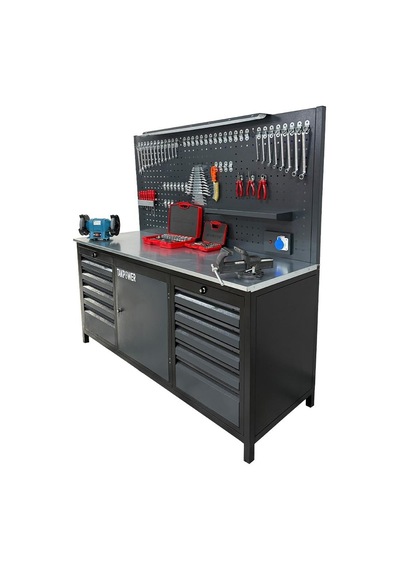 Takpower 2 Metre Dolu Takım Tezgahı 10 Çekmeceli 1 Dolaplı Premium