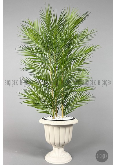 Biçiçek Yapay Areka Palmi̇yesi̇ 130 Cm 33 Yaprak Krem Nergi̇s Saksıda