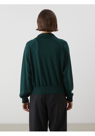 Lcwaıkıkı Classic Yeşil Dik Yaka Oversize Kadın Fermuarlı Sweatshirt