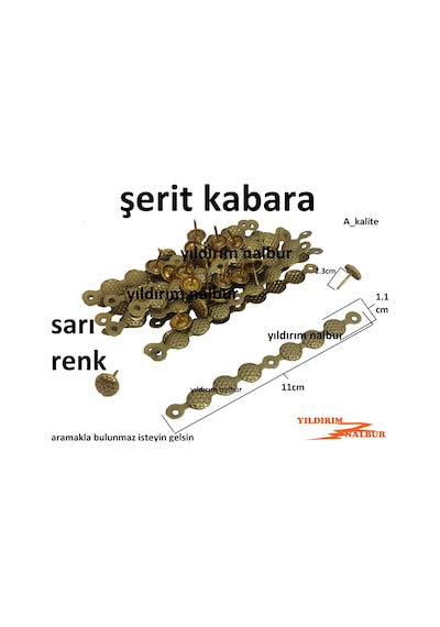 Paket 10 Metre Şerit Kabara Gold Sarı Benekli Renk Raptiye Çivi K