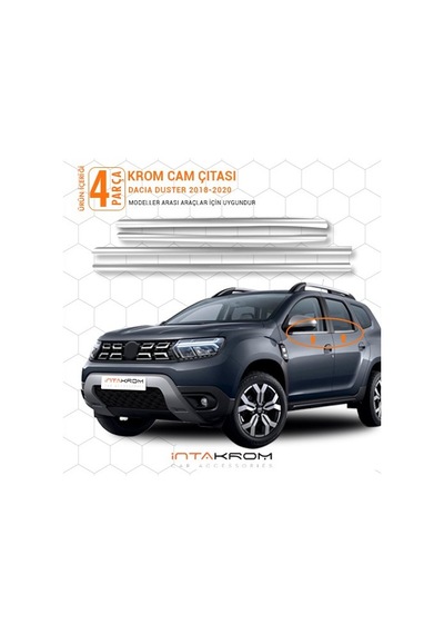 Dacia Duster Krom Cam Çıtası 4 Parça 2018 ve Üzeri