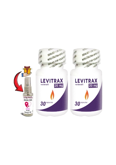 Helsol: Levitrax 2 Adet Erkeklerin Performansına Özel 30lu Kapsüller + Erosel Erotikmasaj Yağı Hediye