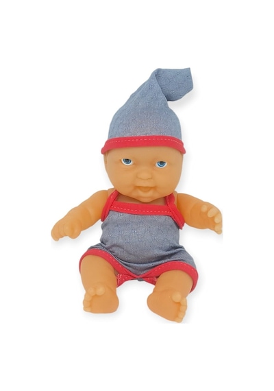 20 Cm Sevimli Et Bebek - Çıkarılabilir Neon Kıyafetli Gerçekçi Oyuncak Bebek - Gri - Pembe 1 Adet