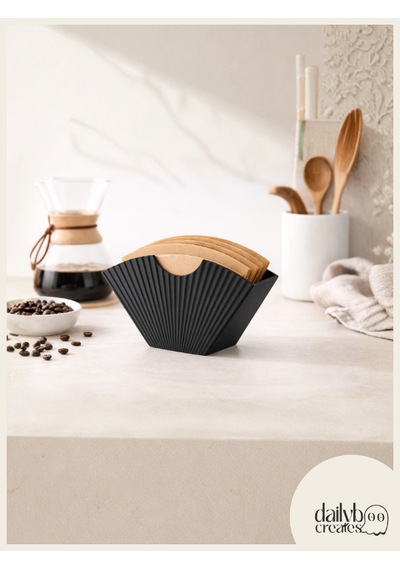 Yelpaze Filtre Kahve Kağıdı Standı-kahve Demleme Kağıdı Tutucu-v60 Kağıt Tutucu Stand Siyah