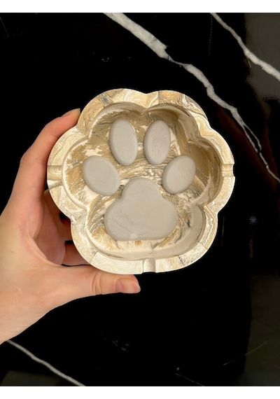 Beton Patili Küllük El Yapımı Kedi Köpek Tasarımlı Dekoratif Yıkanabilir Kül Tablası