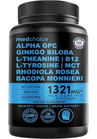 Medchoice Nootropic Brain Memory & Focus Supplement With Ginkgo Biloba, L Theanine 1321 Mg Per Serving 60 Kapsül Orijinal Usa Menşeii Dmmedicineden