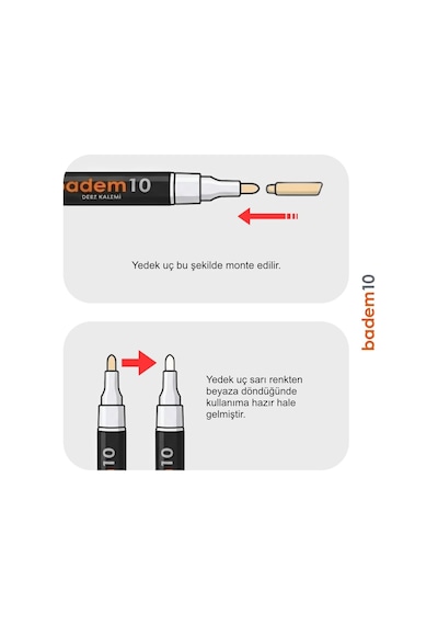 Badem10 2 Adet Beyaz Derz Kalemi Hızlı Kuruyan Yedek Uç Su Bazlı Kokusuz Derz Dolgu Fayans Yenileme Boyası