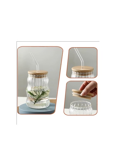 500ml Bambu Kapaklı Cam Bardak, Cam Pipetli Silikon Kapak Contalı Desenli Sıcak Soğuk İçecekler Kahve Meyve Suları Ve Çayları İçin Şık Ergonamik Tasarım Çok Renkli 500ml Bambu Kapaklı Cam Bardak, Cam Pipetli Silikon Kapak Contalı Desenli Sıcak Soğuk İçecekler Kahve Meyve Suları Ve Çayları İçin Şık Ergonamik Tasarım Çok Renkli
