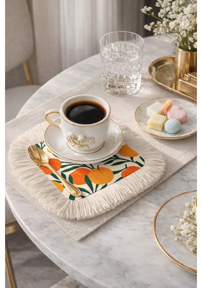 Limon Bahçesi Saçaklı Sunum Peçetesi - Mediterranean Modern Yeşil Turuncu Krem Bardak Altlığı Mendil Buzlu Dumanlı Nar Limon Bahçesi Saçaklı Sunum Peçetesi - Mediterranean Modern Yeşil Turuncu Krem Bardak Altlığı Mendil Buzlu Dumanlı Nar