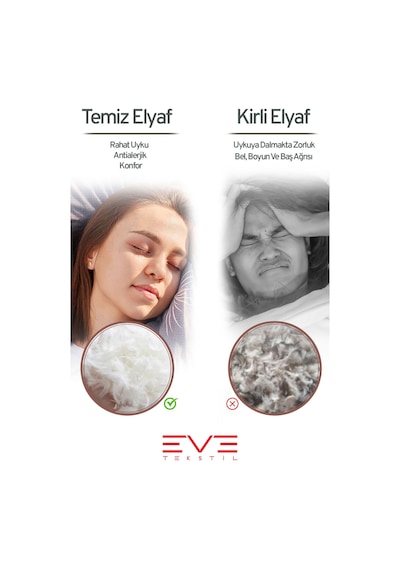 Eve Tekstil 2 Adet Klimax Serisi Kılıflı Fermuarlı Klimali Antialerjik Silikon Elyaf Yastık 50x70cm 900 Gr Beyaz