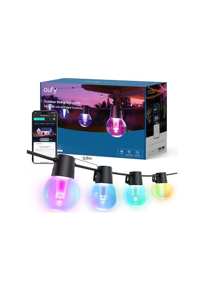 Dış Mekan Işık Zinciri E10, 30 Smart Rgbww Led, Ip65 Su Geçirmez, Aı Kontrolü Çok Renkli