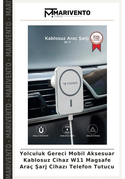 Yolculuk Gereci Mobil Aksesuar Kablosuz Cihaz W11 Magsafe Araç Şarj Cihazı Telefon Tutucu