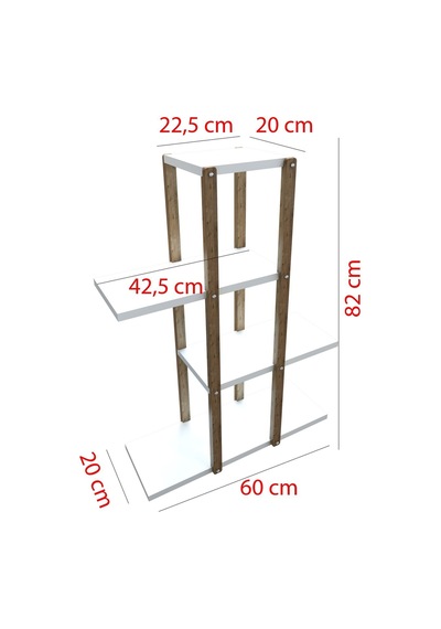 Beyaz 4 Katlı Ahşap Çiçeklik, Saksılık, Çiçek Standı, Dekoratif Raf - Çok Amaçlı Kullanım Beyaz - 636130923 Beyaz