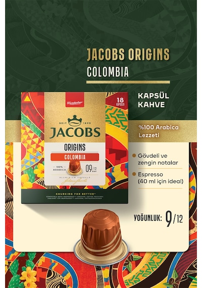 Jacobs Origins Colombia Nespresso Uyumlu Alüminyum Kapsül Kahve 36 Kapsül Diğer