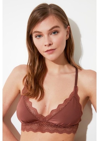 Deep Secret Kahverengi Dekoltesi Dantel Detaylı Micro Bralet Ds200475br 001