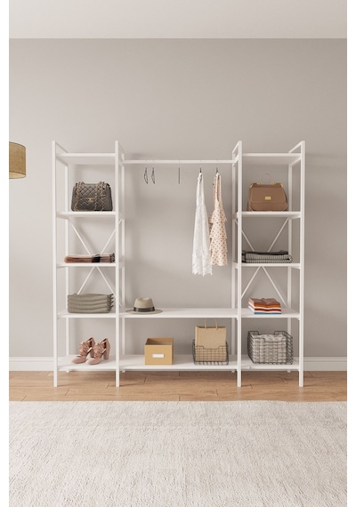 Nilamu Beyaz Elbise Dolabı Metal Gövdeli Açık Askılık & Organizer Dolap 175 170 34 Cm Beyaz Nilamu Beyaz Elbise Dolabı Metal Gövdeli Açık Askılık & Organizer Dolap 175 170 34 Cm Beyaz