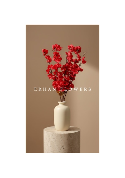 Kırmızı Bahar Dalı 45 Cm 9 Dal Saksısız