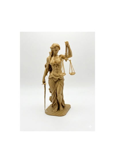 3d Baskı Adalet Tanrıçası Heykeli Themis Heykelciği Hukukçu Hediyesi Gold