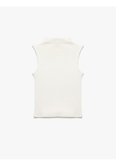 Koton Modal Karışımlı Slim Fit Dik Yaka Uzun Kollu Tişört Ekru 7wal10144ık