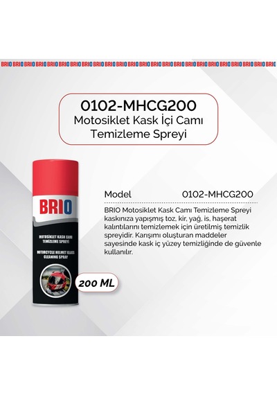 Brio Motosiklet Kask İçi, Kask Camı Temizleme Spreyi 200ml 2'li Paket