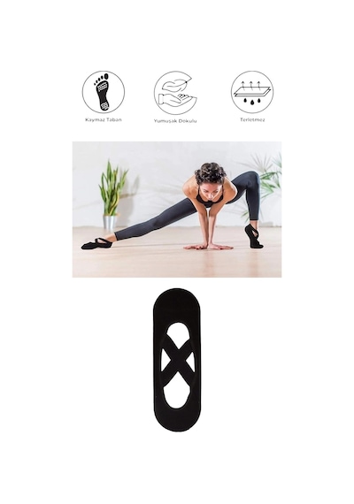 1 Adet Kadın Kaydırmaz Tabanlı Yoga Pilates Fitness Dans Ve Spor Çorabı Siyah