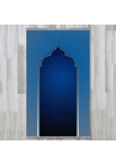 Evaşk Namazlık Dokuma Halı Kaymaz Muslumana Seccade66x113 MAVİ EVAŞK403D80