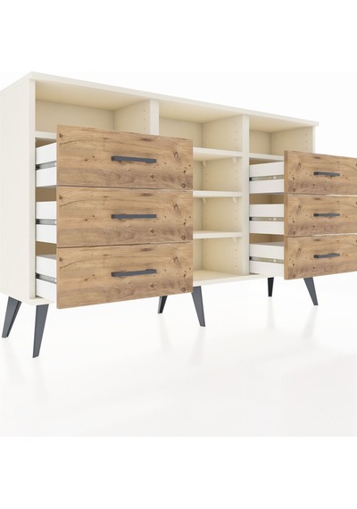 Arges Konsol 5 Raflı 6 Çekmeceli 132x30x83 Aytaşı-aytaşı/çam Aytaşı/çam
