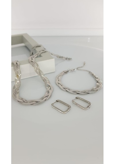 Gümüş Nostalji Çelik Takı Seti 335 Gümüş - Rose Gold