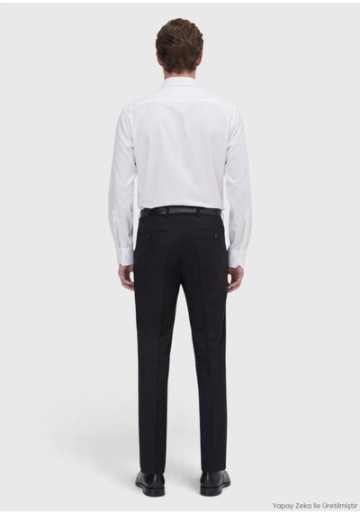 Ramsey Siyah Modern Fit Klasik Yün Karışımlı Pantolon siyah
