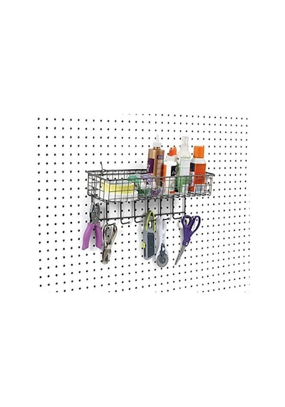 Spectrum Diversified Pegboard & Duvara Monte Raf Sepeti Ve Kanca İstasyonu, 40,64 Cm U X 14,0 Cm G, Endüstriyel Gri
