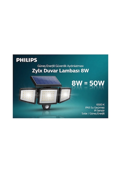 8w 50w 865 1000lm Zylx Sensörlü Solar Led Projektör