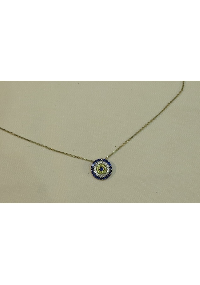 14 Ayar Altın Kolye-3.96Gm- 42Cm-Nazar Boncuğu Model