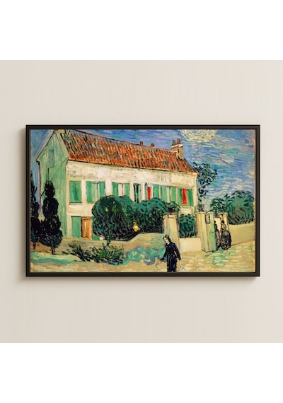 Van Gogh Beyaz Ev Ve Kadın - Uv Baskılı Sanat Pvc Tablo