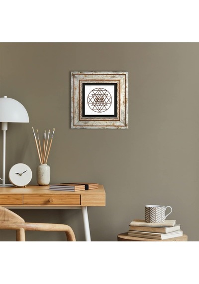 Sri Yantra Taş Duvar Tablosu - Çerçeveli Taş Tablo - Dekoratif Duvar Sanatı - Modern Ev Ve Ofis Duvar Dekoru T1-175